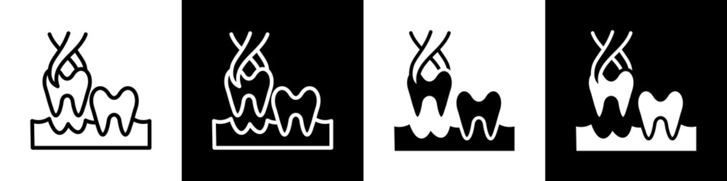 wisdom tooth removal black and white icon design concept	
