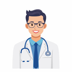 Fototapeta premium Cartoon Doctor with Glasses and Stethoscope