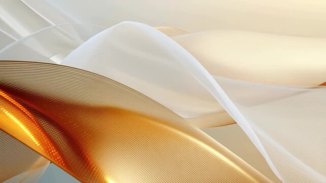 Soft Flowing Waves in Light Shades of Gold and White Background