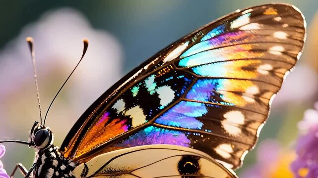 Closeup of a colorful butterfly wing
