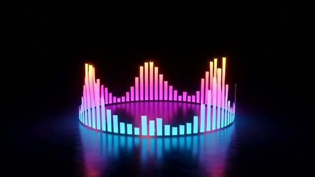 Colorful 3D Audio Equalizer Visualizer Animation.