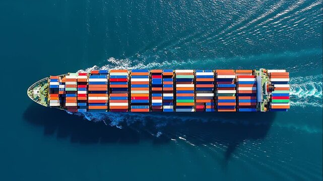 Global shipping container vessel illustration
