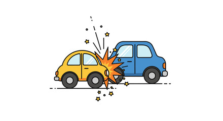 Naklejka premium Head on collision between a yellow and blue car