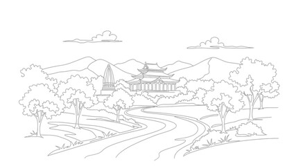 Asian Style Building with Pagoda Roof. © Yusuf