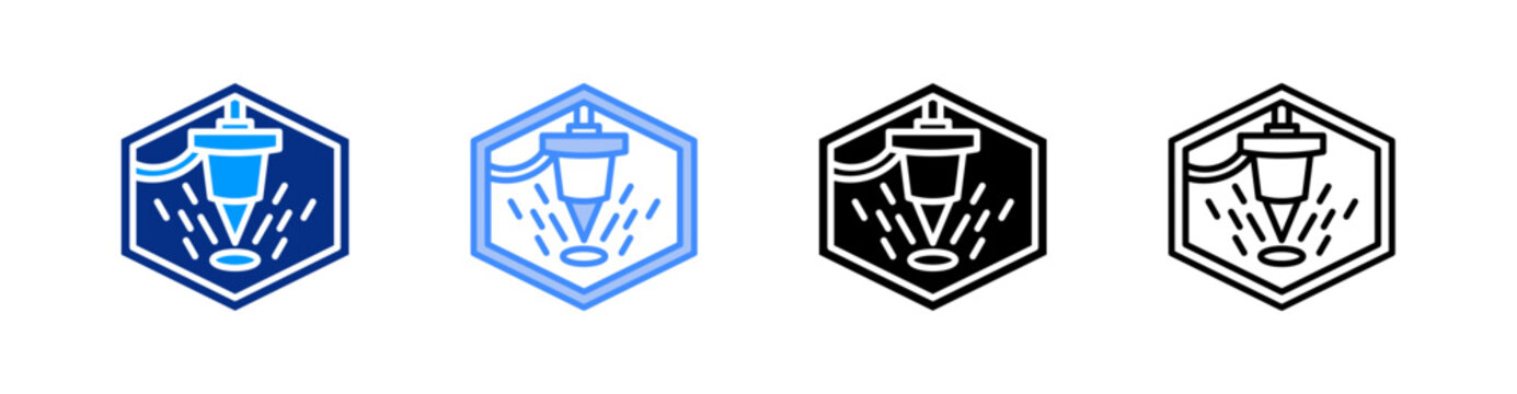 Selective Laser Sintering Multiple Style Icon Set Vector 