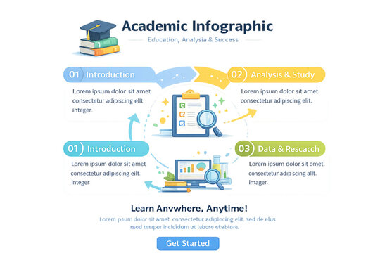 academic infographic, flowchart design, educational infographic, process diagram vector, research flowchart illustration, academic workflow design, data visualization infographic, step by step diagram