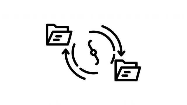 File sync icon with folders and rotating arrows, perfect for technology websites, software applications, data management concepts, and cloud storage services.
