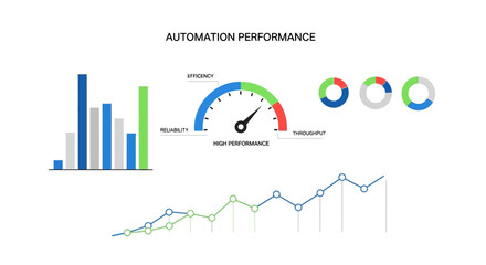 Fototapeta premium Automation performance data visualization graphs charts.