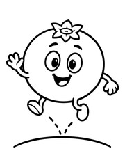Fototapeta premium Cheerful blueberry character: A whimsical illustration of a blueberry, brought to life with a smiling face and playful gestures, invites a sense of fun and happiness.