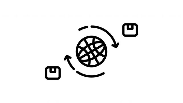 Dynamic visual of boxes and arrows symbolizing global shipping logistics, ideal for commerce, transportation, and supply chain concepts.
