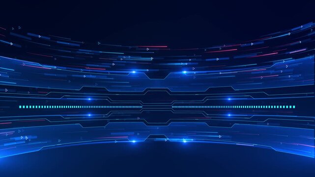Modern Abstract Technology themed Background Lines Motherboard Traces. Animation Printed Circuit Board Pattern. Concept: Innovation in Electronics and Science. Science and technology sci-fi concept.