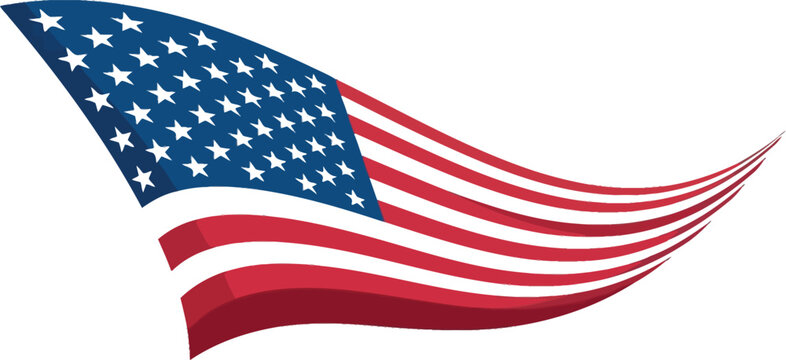 American flag waving vector, patriotic USA stars and stripes banner, United States national symbol