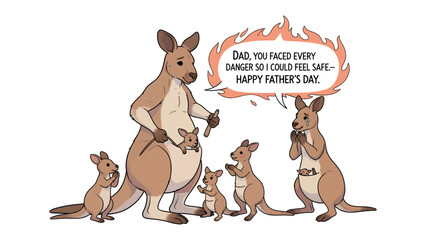 Kangaroo Family's Father's Day: This heartwarming image of a kangaroo family illustrates the loving bond between a father and his offspring, perfect for Father's Day celebrations. © Atiya