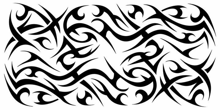 Intricate black tribal design forming a stylized dragon head