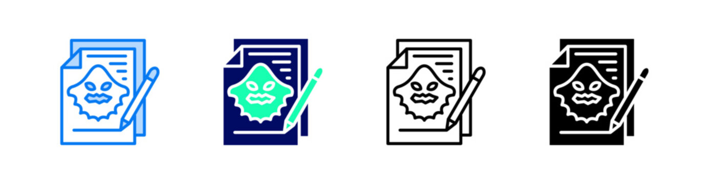 Ghost Writing Multiple Style Icon Set Vector 
