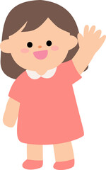 Fototapeta premium Girl Child Waving Character