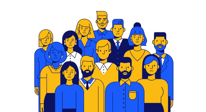 Diverse group of people standing.