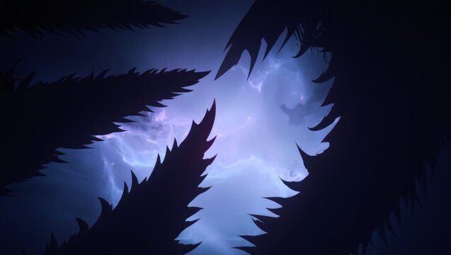 Mystical Night Sky with Silhouetted Trees