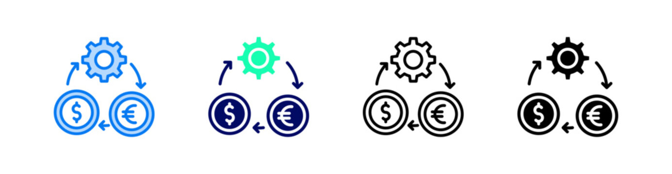 Arbitrage Multiple Style Icon Set Vector 