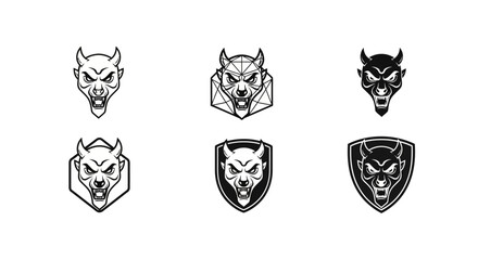 Obraz premium Devil Head Vector Designs - A Collection of Aggressive Mascot Logos.