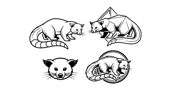 Detailed Vector Illustration of Cuscus Animals in Various Poses.