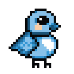 Fototapeta premium Blue Pixel Bird Sprite