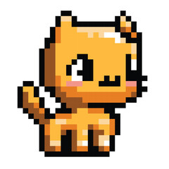 Fototapeta premium Orange Pixel Cat Character