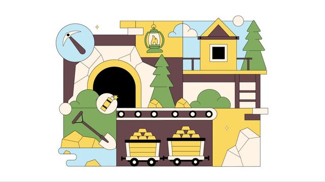 Animation of Gold Mine Vector Illustration