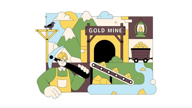 Animation of Gold Mine Vector Illustration