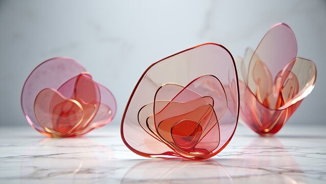 Abstract Glass Sculptures with Warm Tones