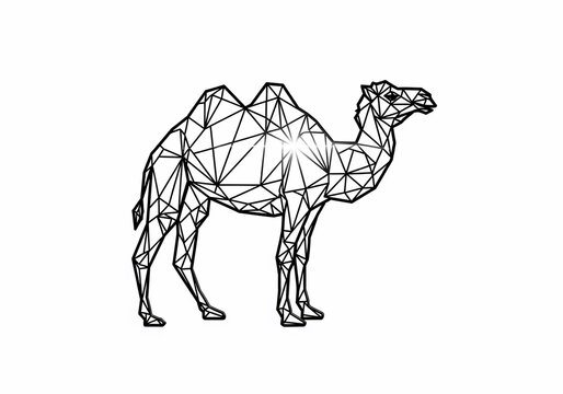 Geometric Camel Silhouette, Low Poly Animal Art, Desert Creature Outline, Abstract Wildlife Graphic