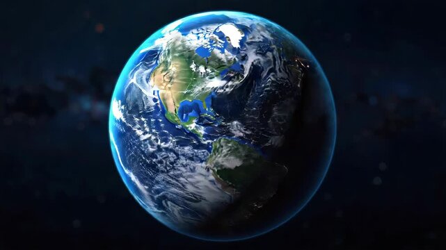 Vibrant earth globe space blue ocean. Earth illuminated globe over space with visible continent