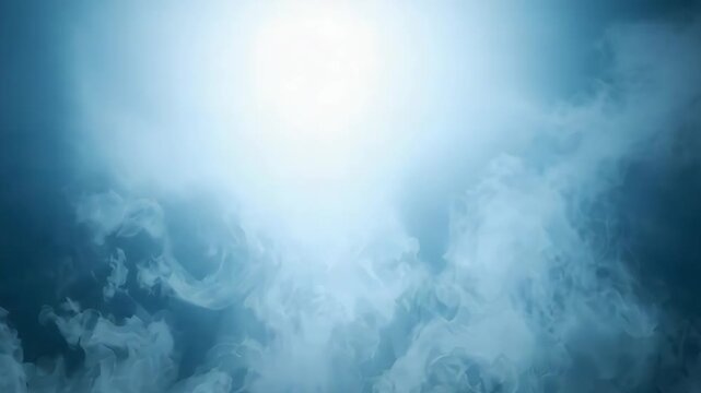 Ethereal blue smoke and soft blue mist with light rays and fogy ray lit misty atmosphere