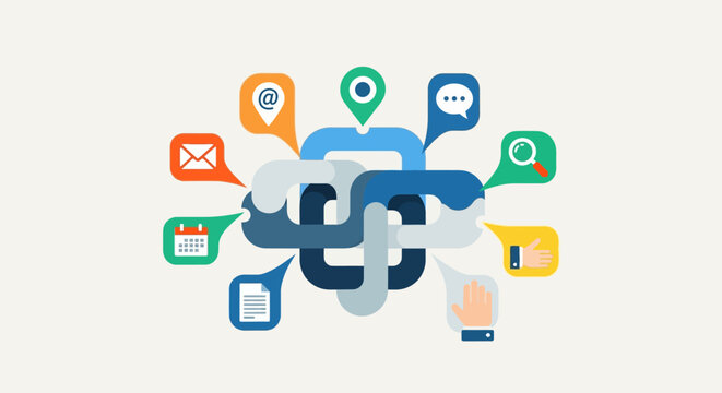 Chain Link Social Media Icons Network.