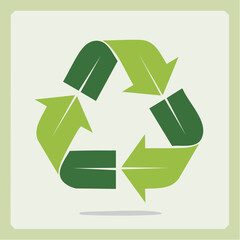 Obraz premium Recycle symbol with green arrows and leaf design