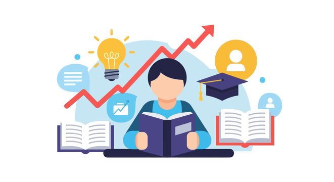 Student studying with open book.