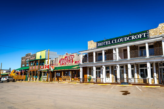 Bright Colorful Hotels and Bar Buildings in Cloudcroft New Mexico