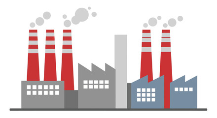 Obraz premium Industrial factory buildings with smoking chimneys polluting environment.