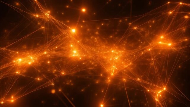 オレンジ発光ラインが交差する未来的な幾何学背景