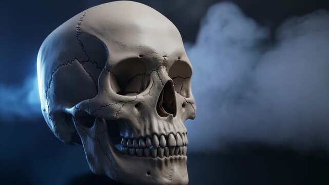 Human Skull with Wisp of White Smoke