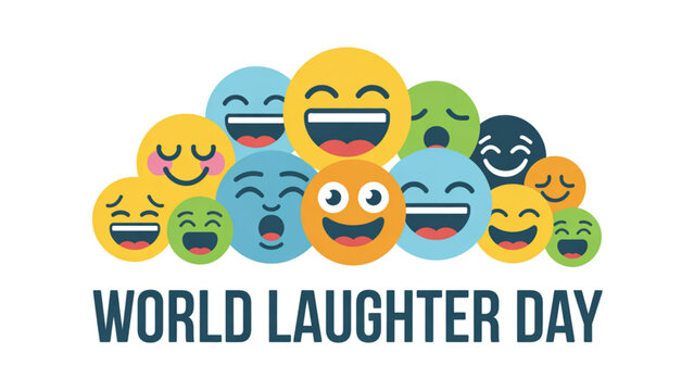 Colorful emoji faces forming a world laughter celebration banner