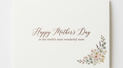 Elegant Mother's Day card with floral watercolor illustration and delicate script typography