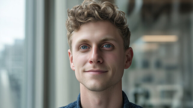 Attractive young man smiling while looking directly at camera