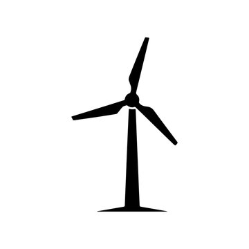 Wind Turbine Icon Silhouette for Renewable Energy