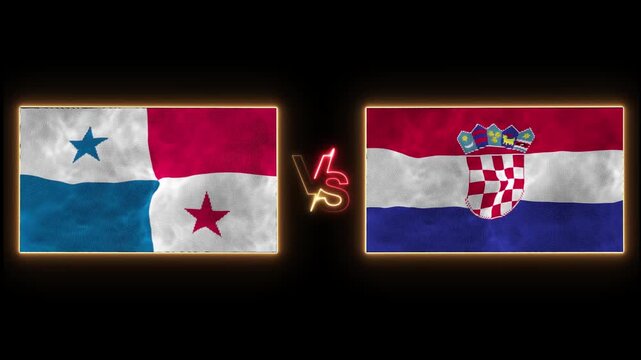 4K Realistic Waving Flags of Croatia and Panama with 2026 Cup Theme.