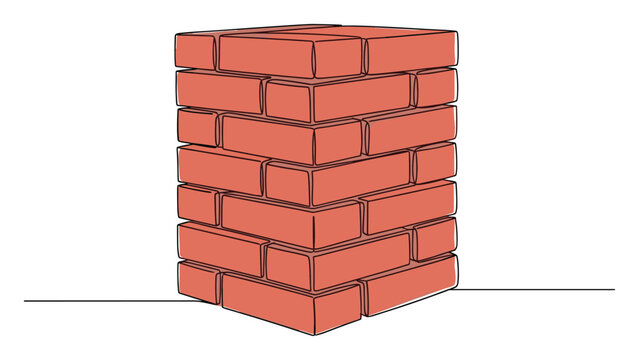 Red brick stack symbolizing strong construction and stable foundation for building development projects