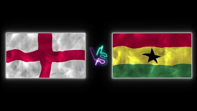 4K Realistic Waving Flags of England and Ghana with 2026 Cup Theme.