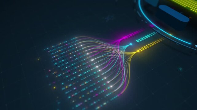 AI Neural Network Data Stream Flow Processing Big Data Visualization Motion Design Seamless Loop