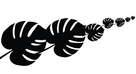 A black silhouette of a monstera leaf vine © EmayetHossen