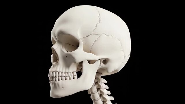 Side Profile of Human Skull on Black